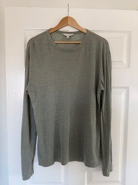 Men's Long Sleeve Crewneck Shirt - Olive Green